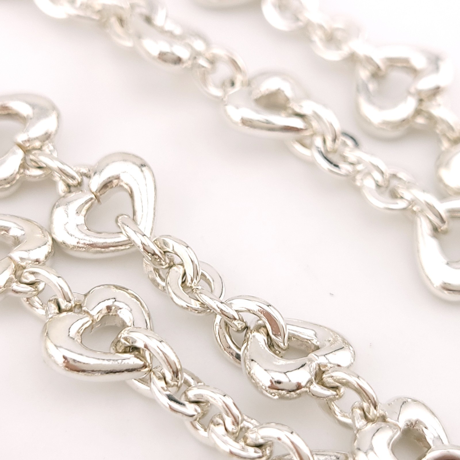 New Birks & Mayors Sterling Silver Heart Chain Link 32″ in Necklace 72 Grams