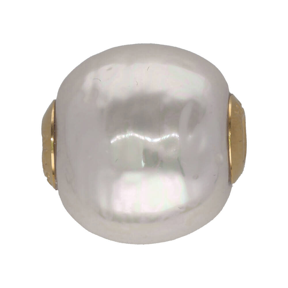 Majorica Zindis Gold Plated 18mm Pearl Pendant Plugs in 15″ Black Leather Cord