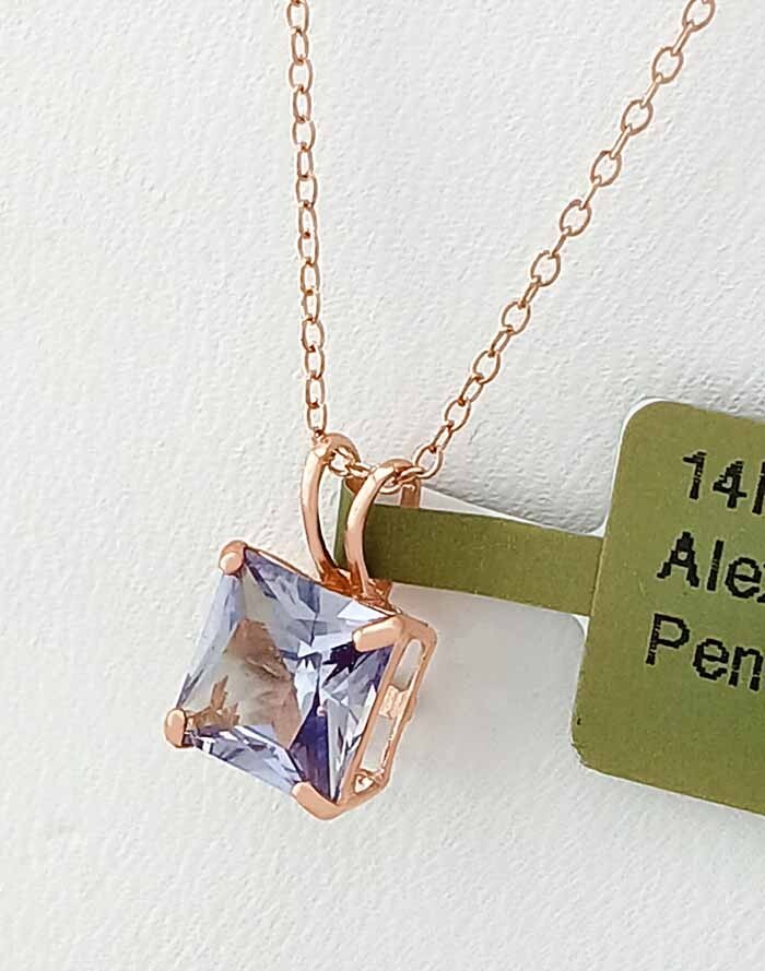 LAB CREATED 1.05 Cts ALEXANDRITE PENDANT 14K ROSE GOLD – New With Tag