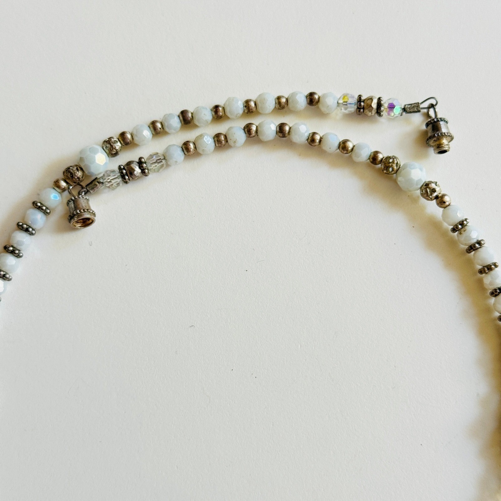 Snake Serpent beaded Necklace crystal Beads Sterling Silver 925 Collar 18″ OOAK