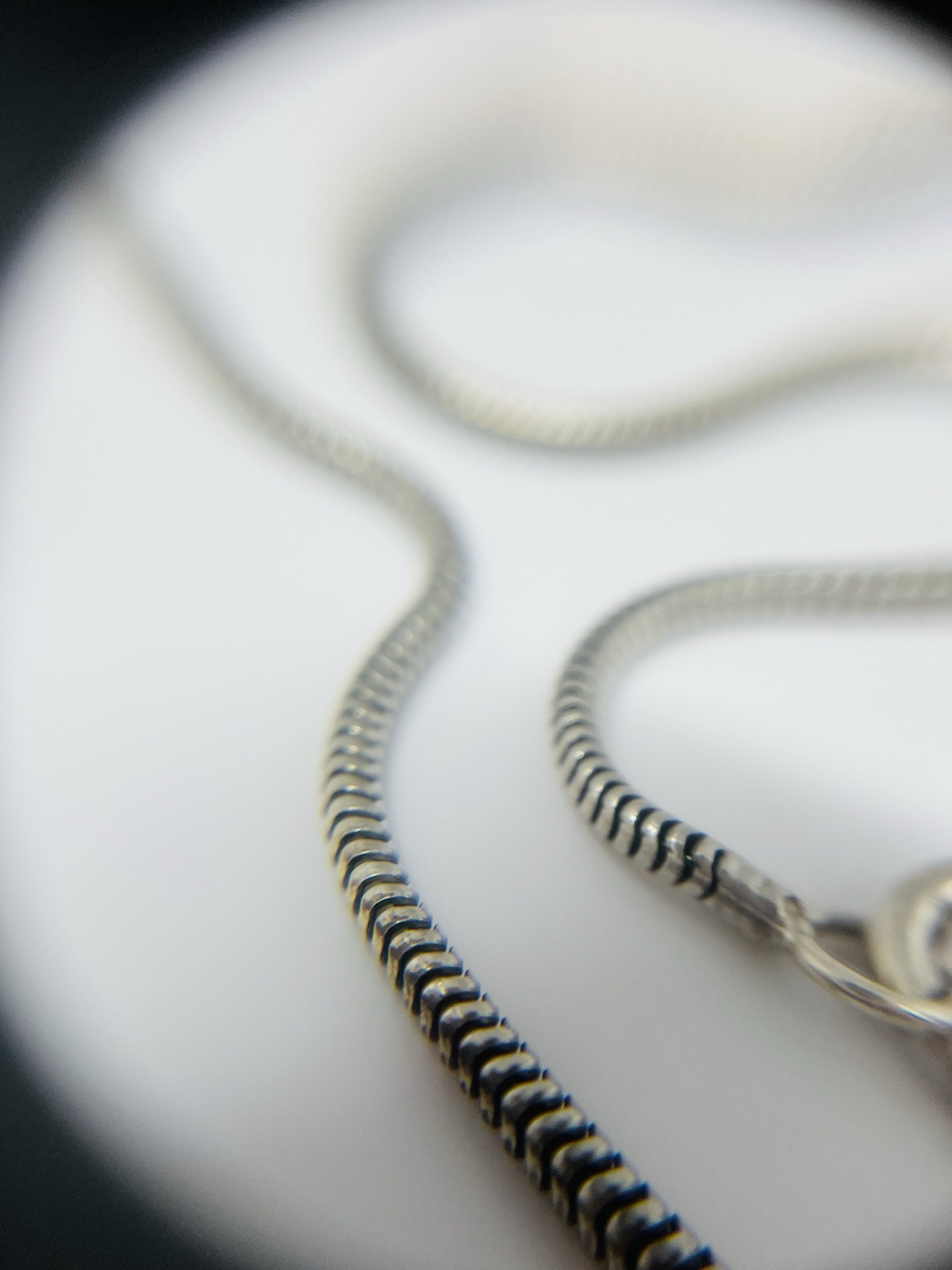 835 German Silver Ball Charm Pendant Snake Chain Necklace 16”