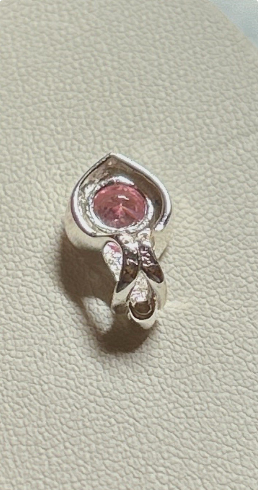 Sterling Silver Pendant Pink Clear Stone Marked 925 Sparkling