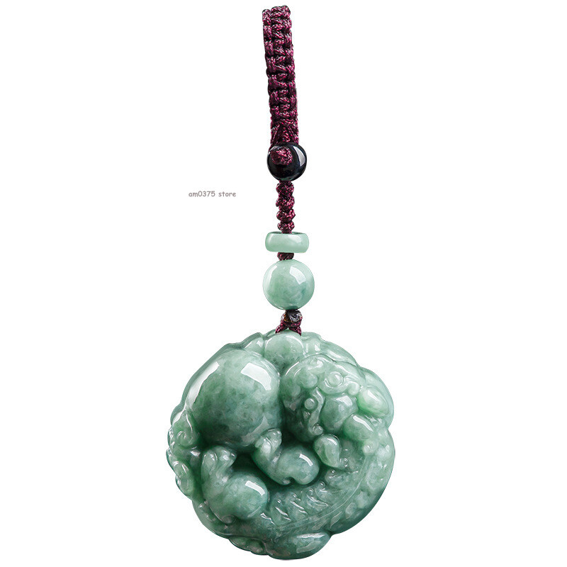 100% Natural Grade A Jade Jadeite Key Chain Jade Pixiu Dragon Pendant