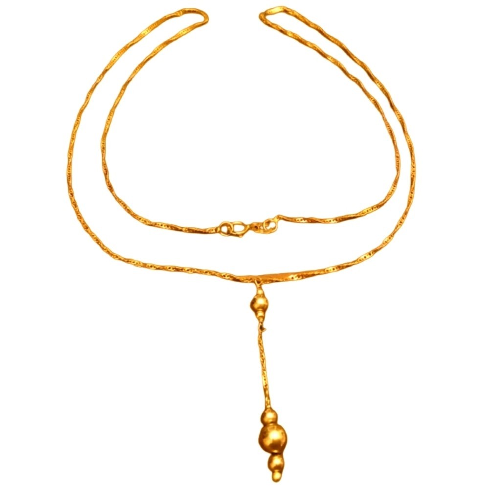 10k Yellow Gold Rope Chain Lariat Necklace Drop Dangle Pendant Signed