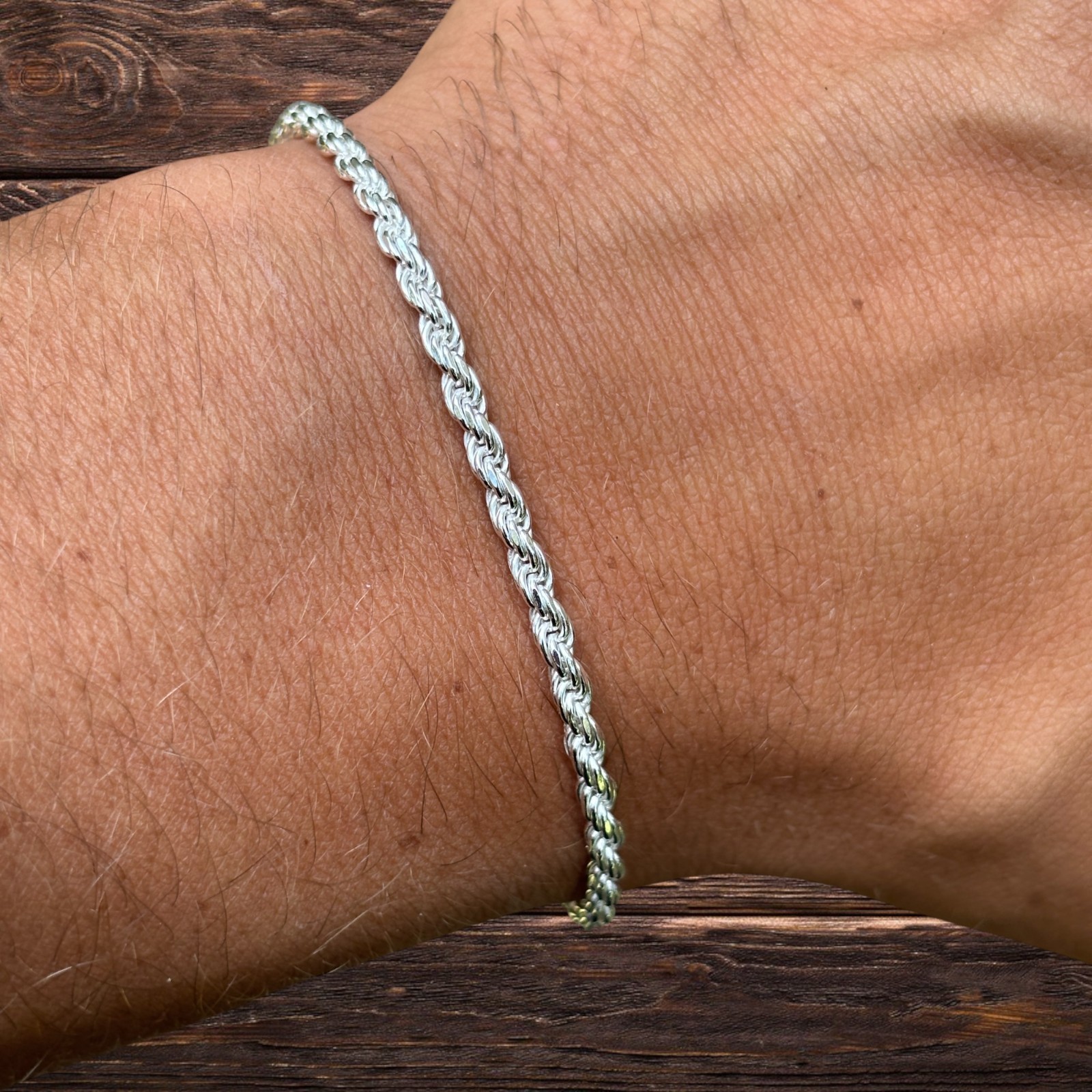 3mm Diamond Cut Rope Bracelet – Solid 925 Sterling Silver Or 14k Gold Vermeil