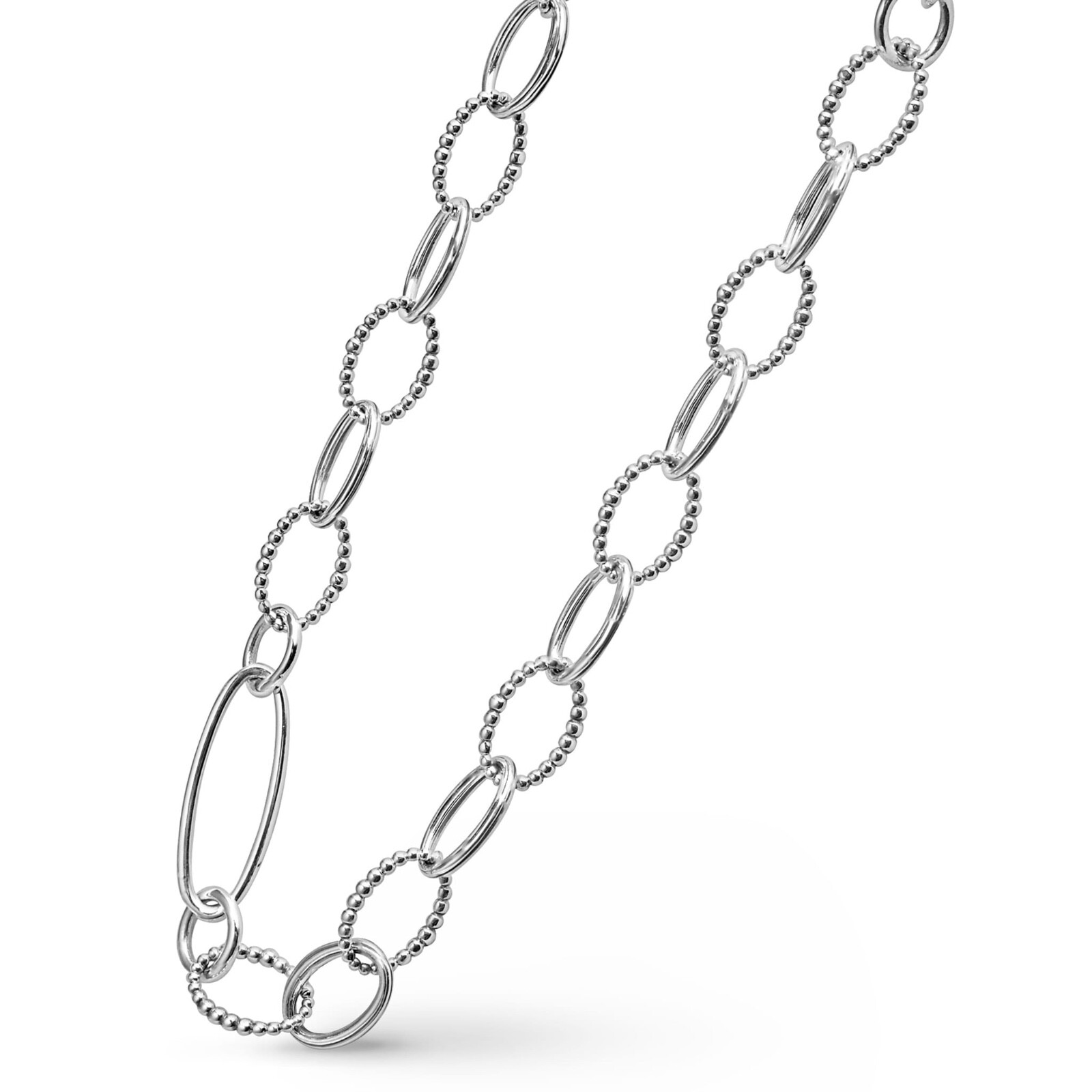 LAGOS Signature Caviar Sterling Silver Link Necklace 34” L