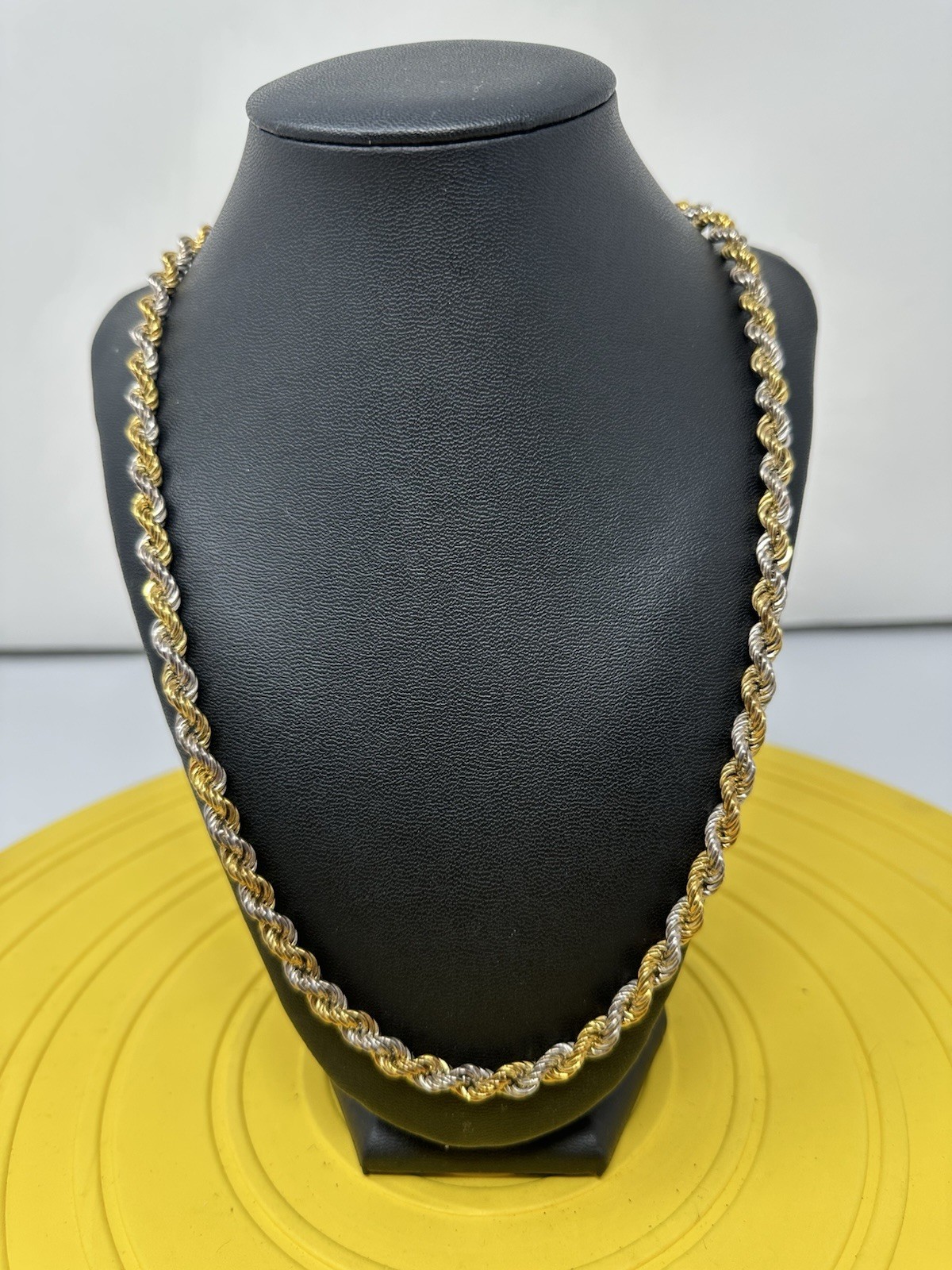 Sterling Silver Gold Plated & Silver Twisted Necklace Beautiful Modern 36g 22in
