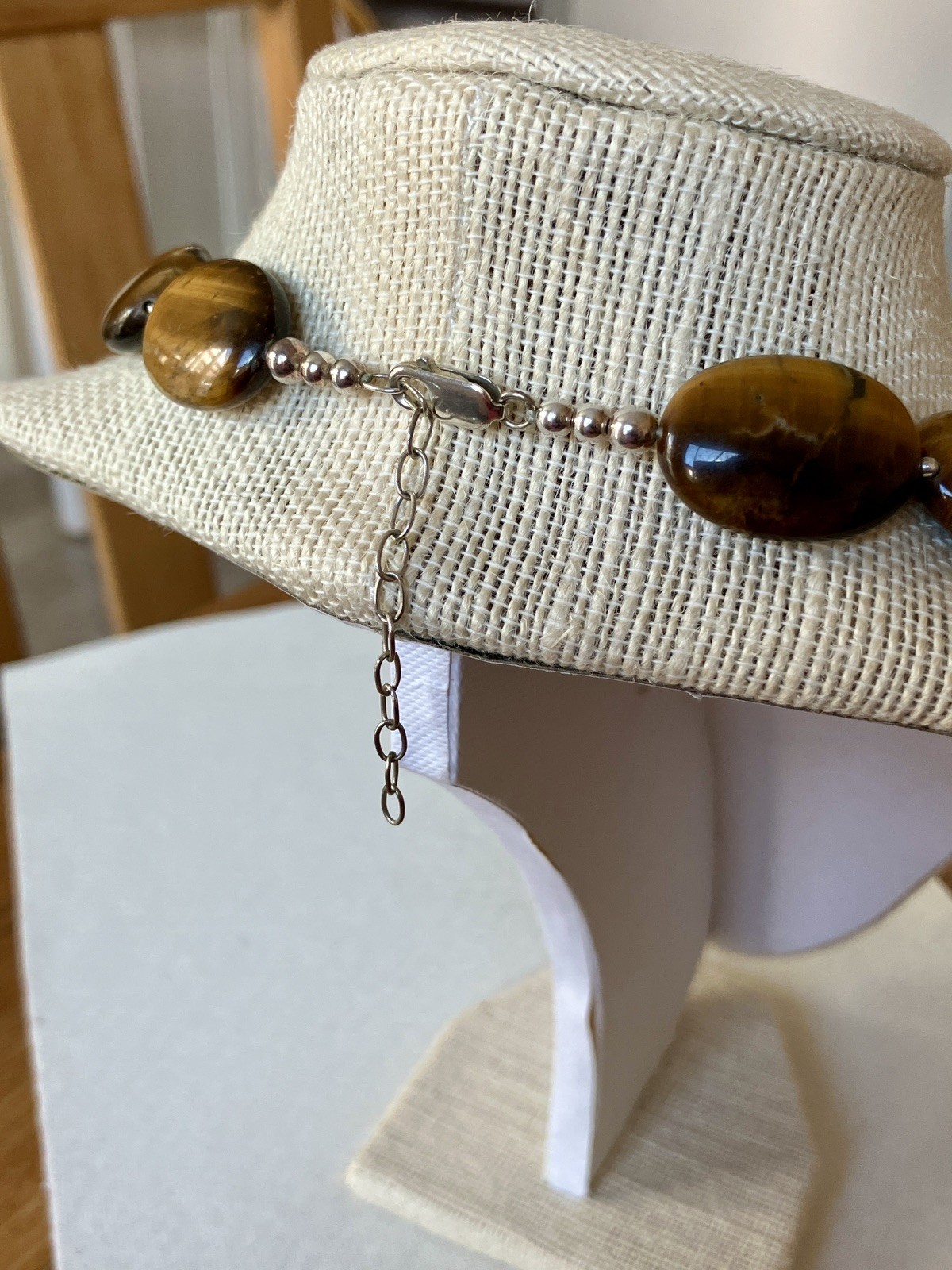 Vintage Aluma Tiger’s Eye Statement Necklace 925 Sterling Silver Signed AIL