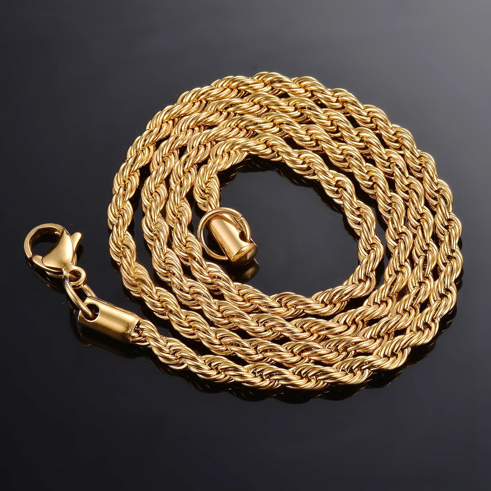 2mm/3mm/4mm/5mm 3 Colors Rope Twist Chain Necklace Width 40-80cm unisex Jewelry