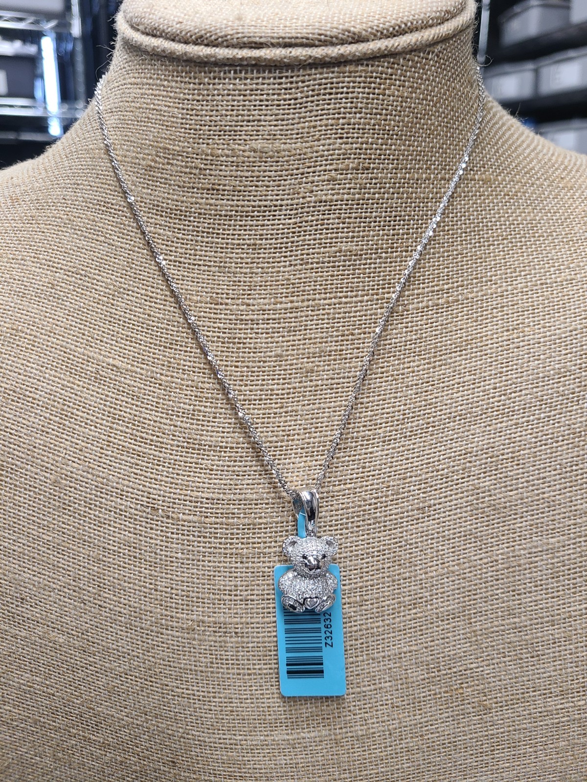 925 Moissanite Koala Necklace 7.29 Grams 18″