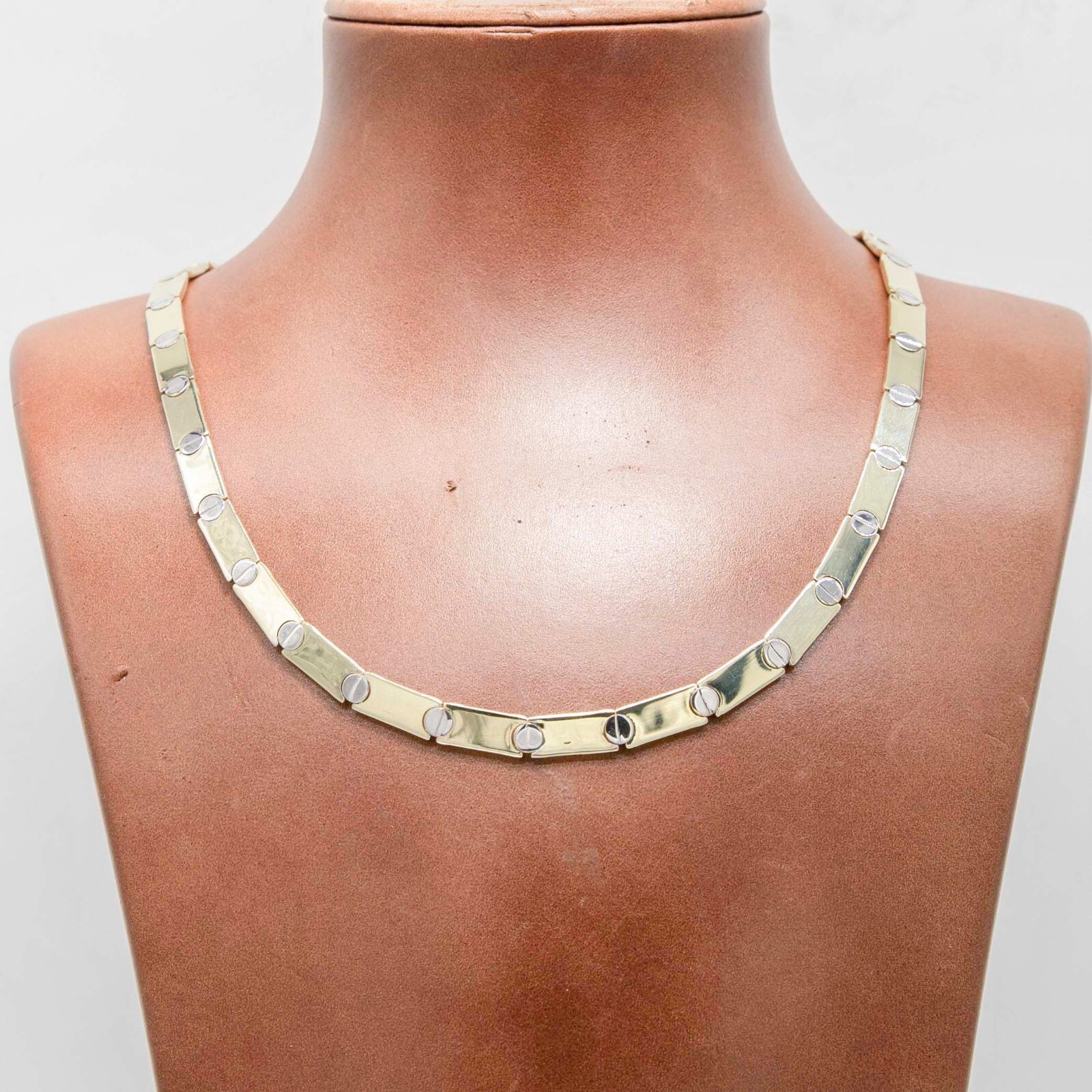 5.5mm Reversible Screw Link Design Necklace Real 10K Yellow White Gold 17″