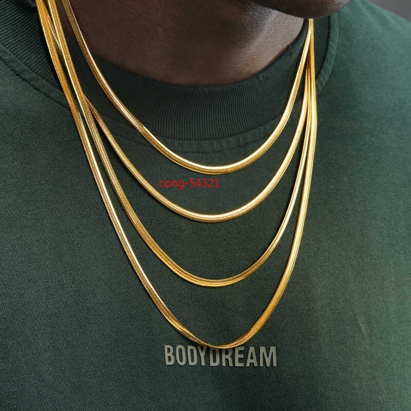 14K Solid Yellow Gold 3.5mm Flat Snake Chain Necklace 18″ 20″ 22″ 24″ Italy-