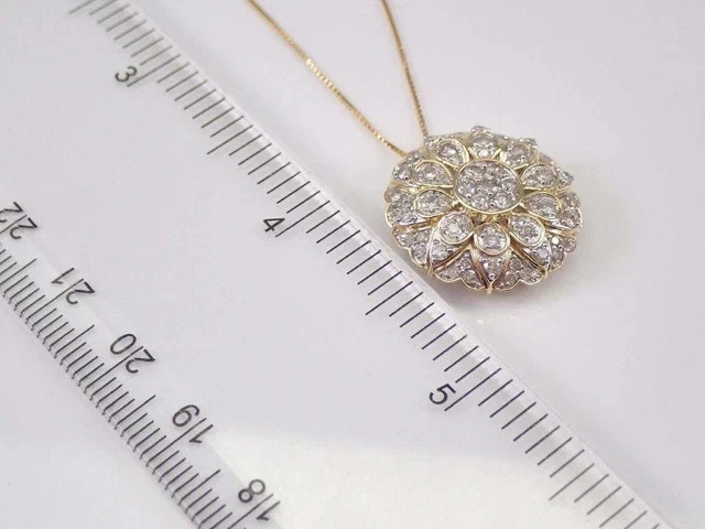 2Ct Round Cut Lab Created Diamond Cluster Flower Pendant 14K Yellow Gold Plated