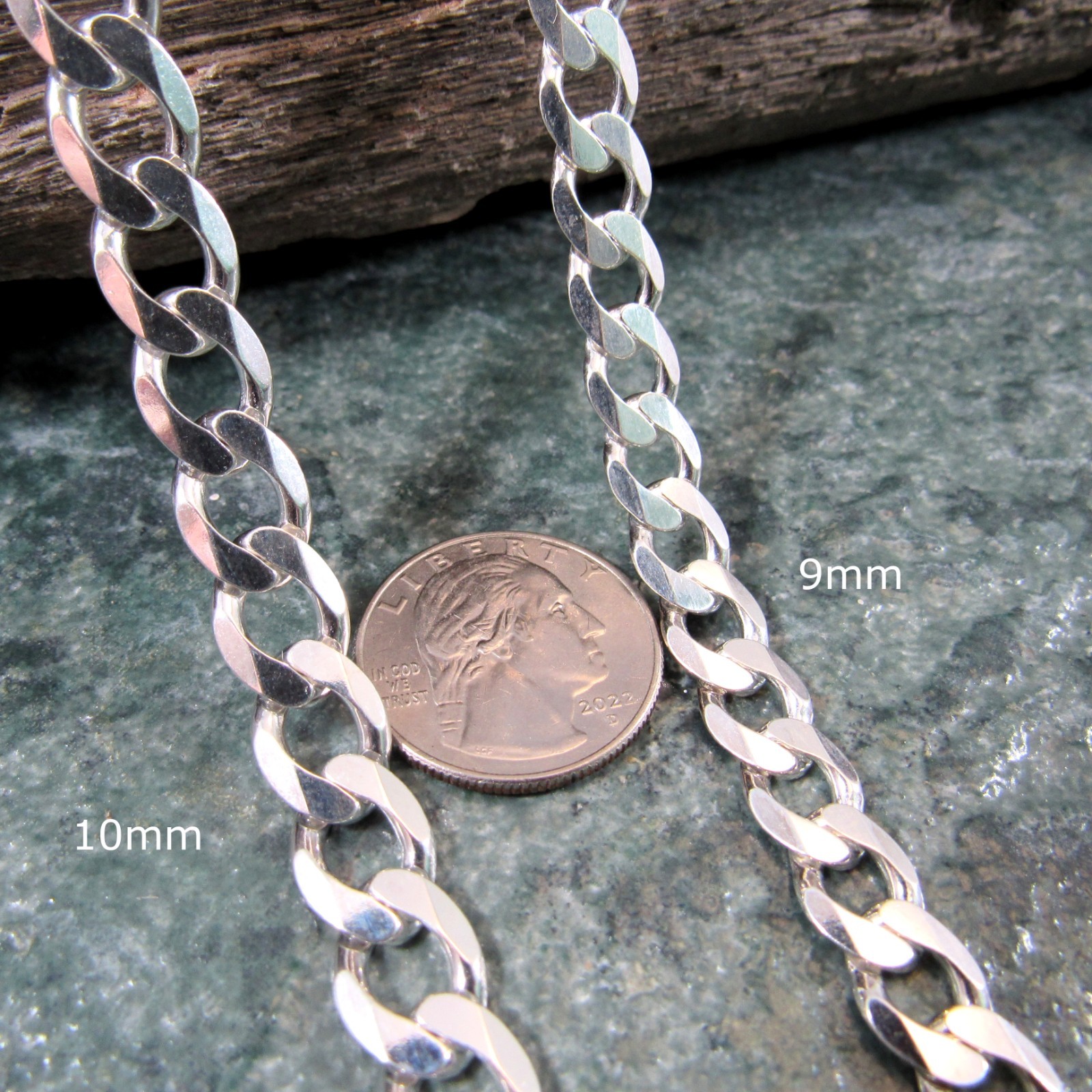 Solid 925 Sterling Silver Italian Curb Link Chain, Men’s Bracelet or Necklace