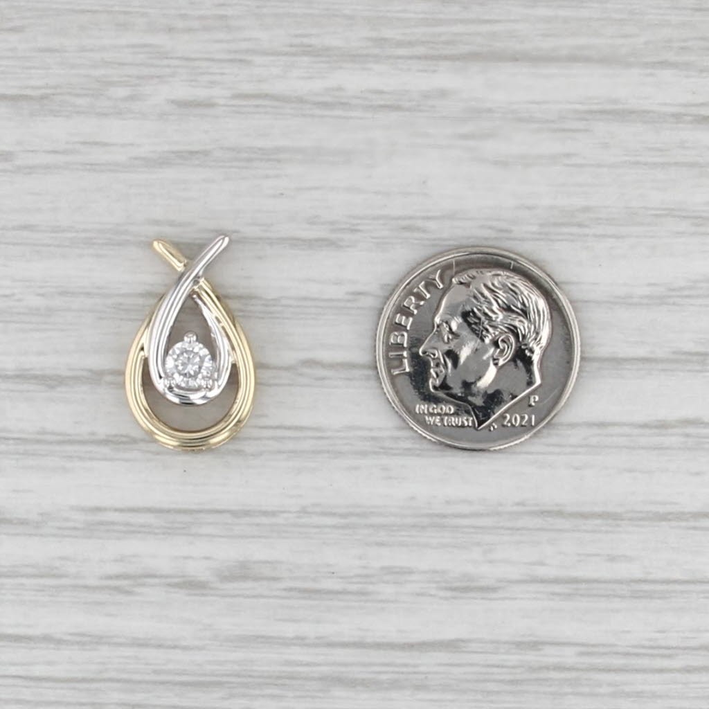 0.20ct Diamond Solitiare Teardrop Pendant 10k Yellow White Gold Drop