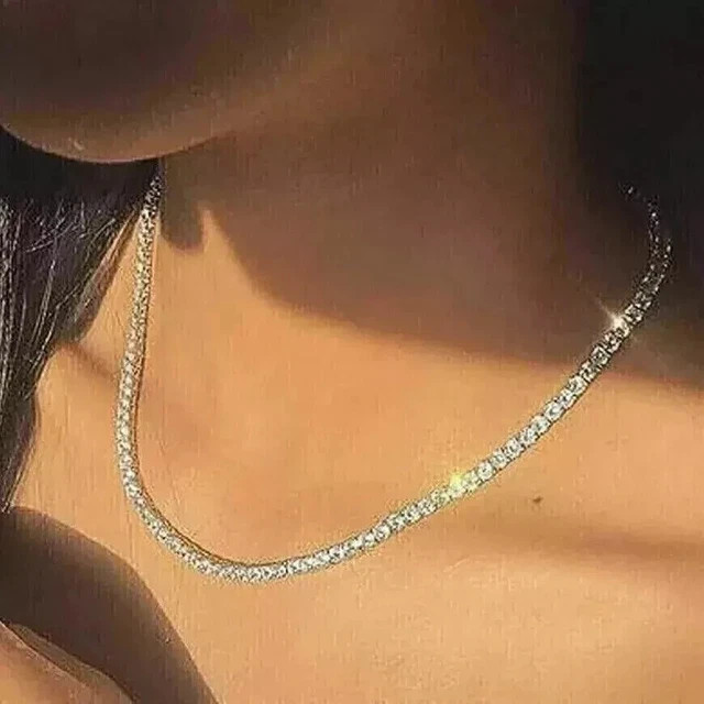 15CT Round Cut Lab Created Diamond Women’s Tennis Necklace 14K White Gold Plated