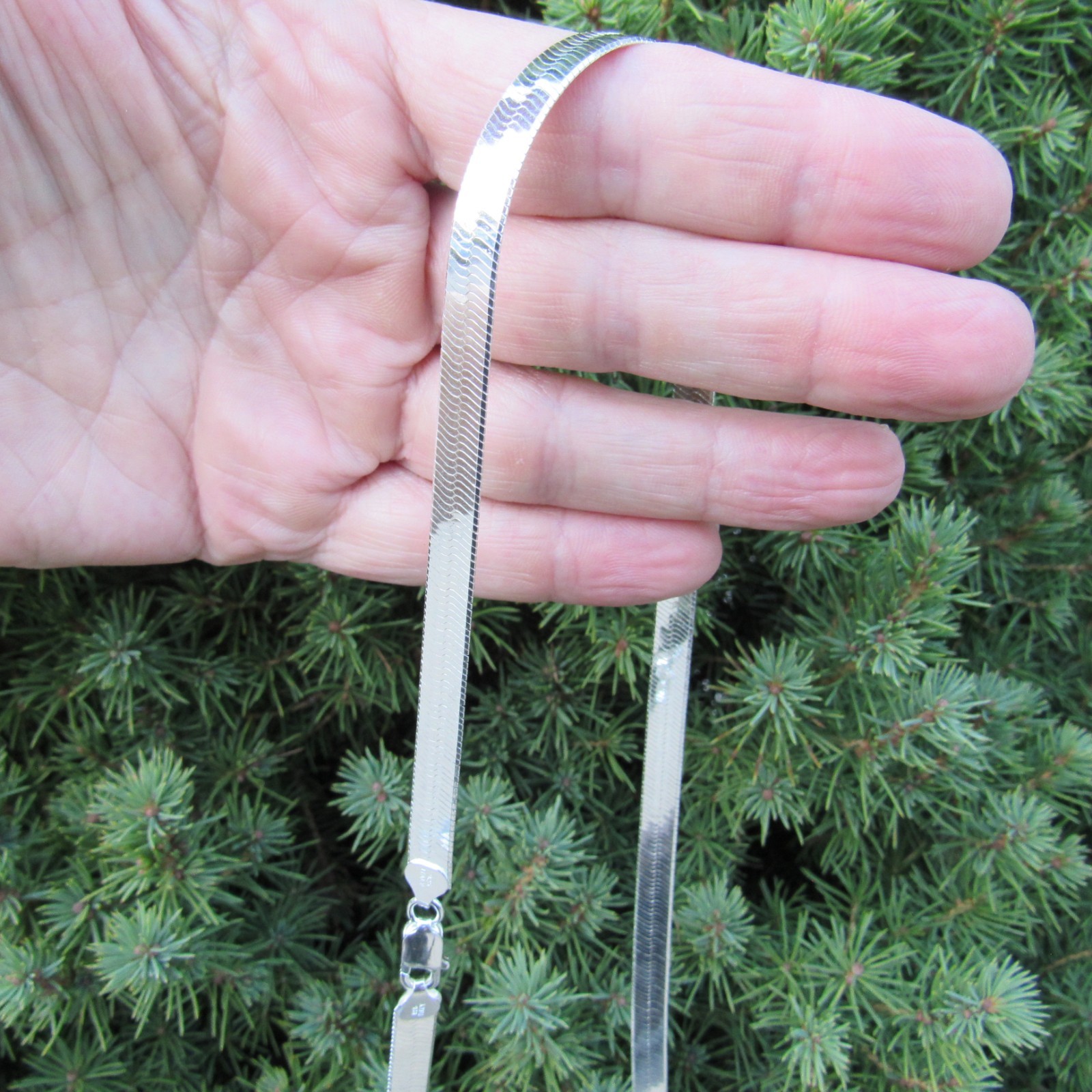 Solid 925 Sterling Silver Italian Herringbone Flexible Chain Necklace / Bracelet
