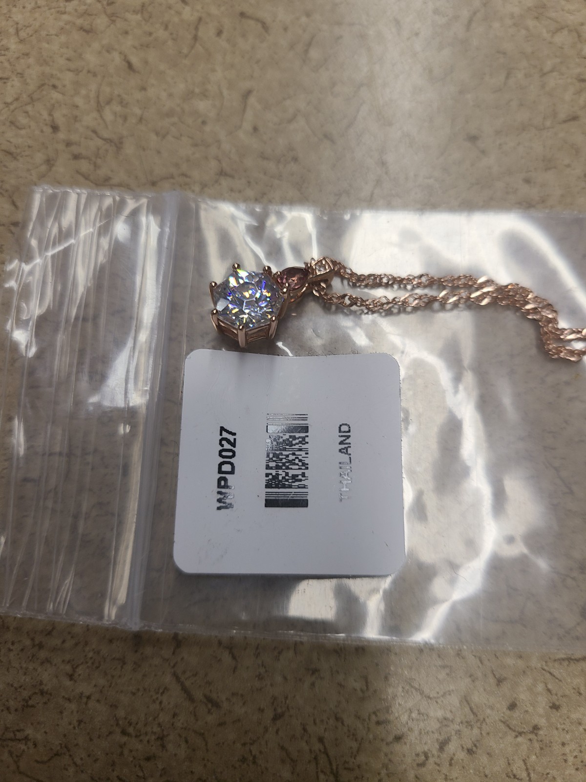 Heptagon Cut Strontium Titanate 18k Rose Gold Over Sterling Silver Pendant With