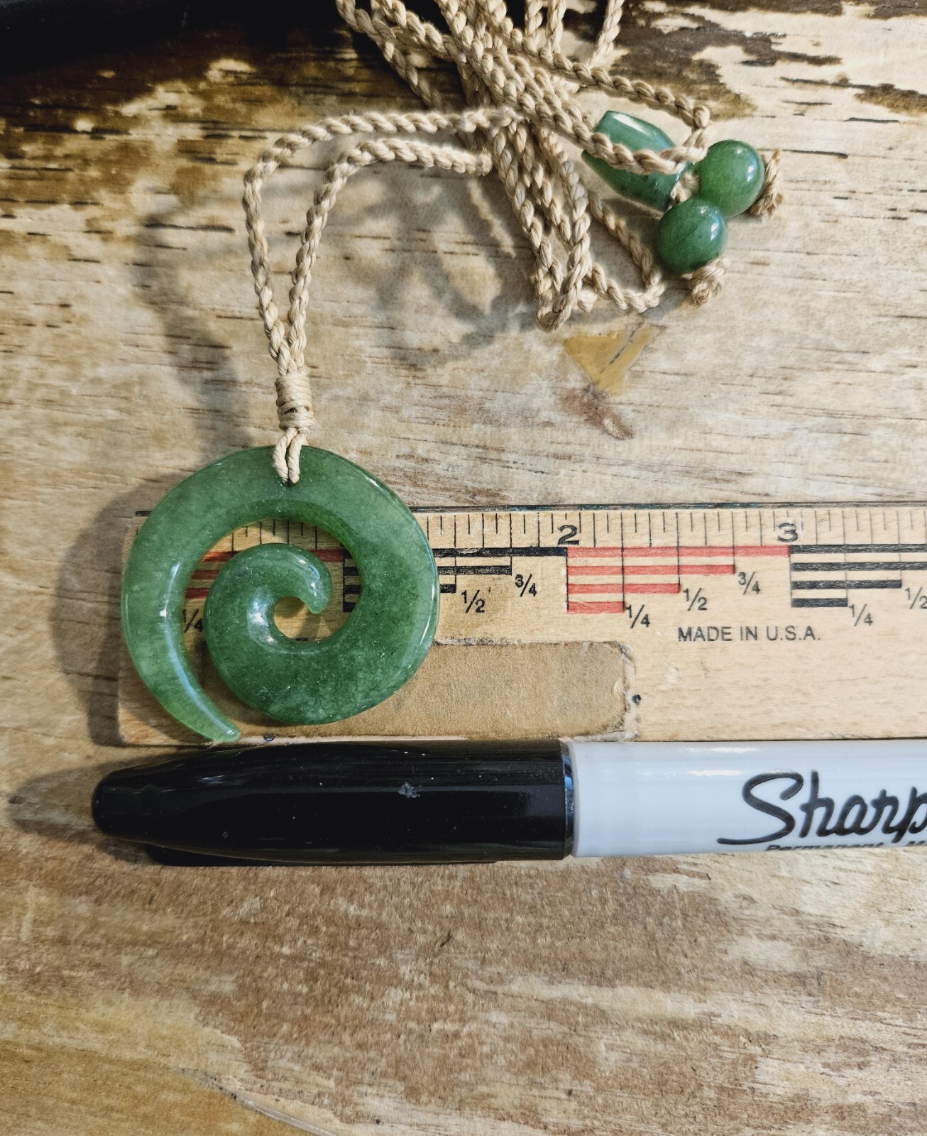 35MM HAND-CARVED GREEN JADE MAORI KORU NEW LIFE/BEGINNINGS ETERNAL LOVE NECKLACE