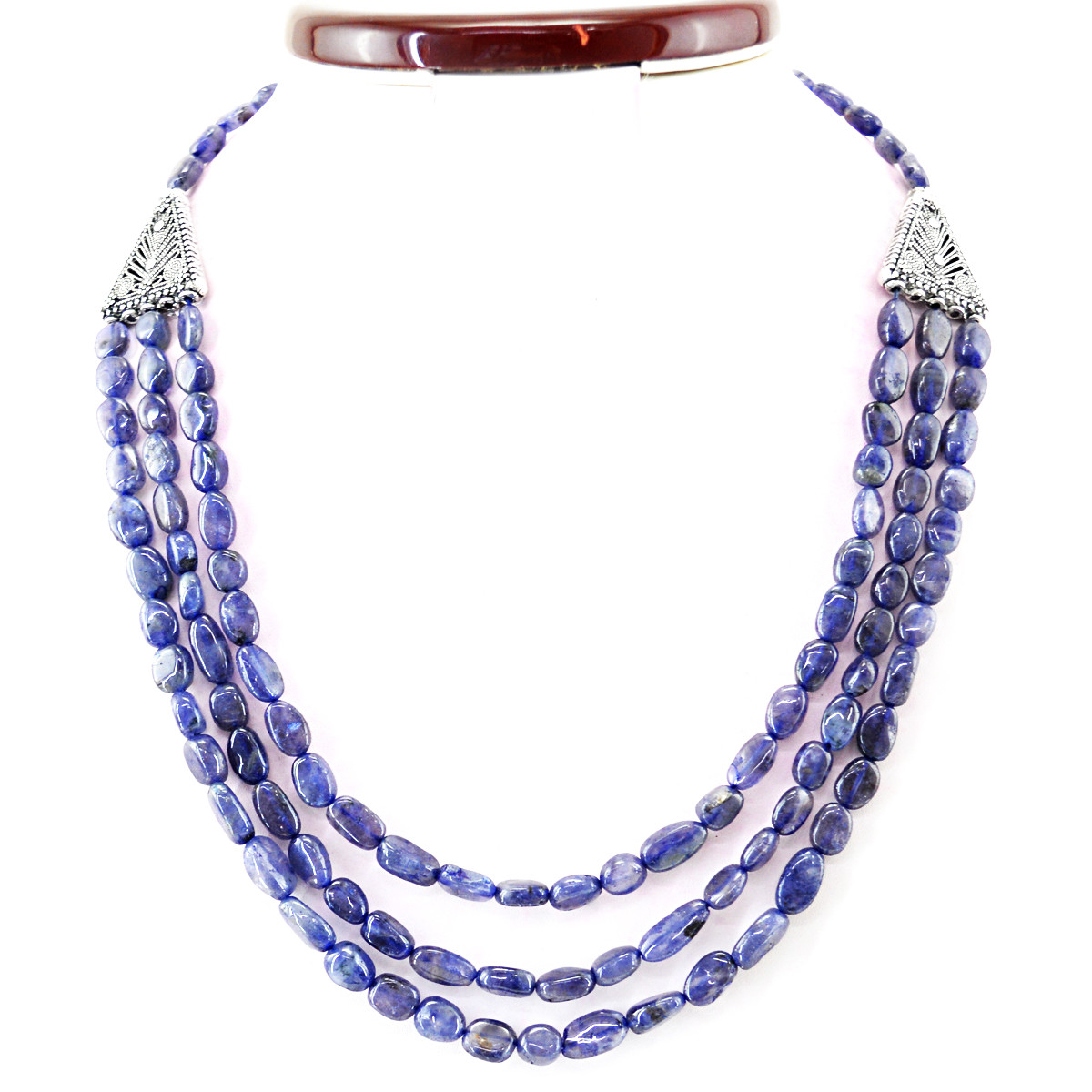 Women Jewellery 309.00 Cts Natural Oval Shape Blue Tanzanite Real Beads Necklace