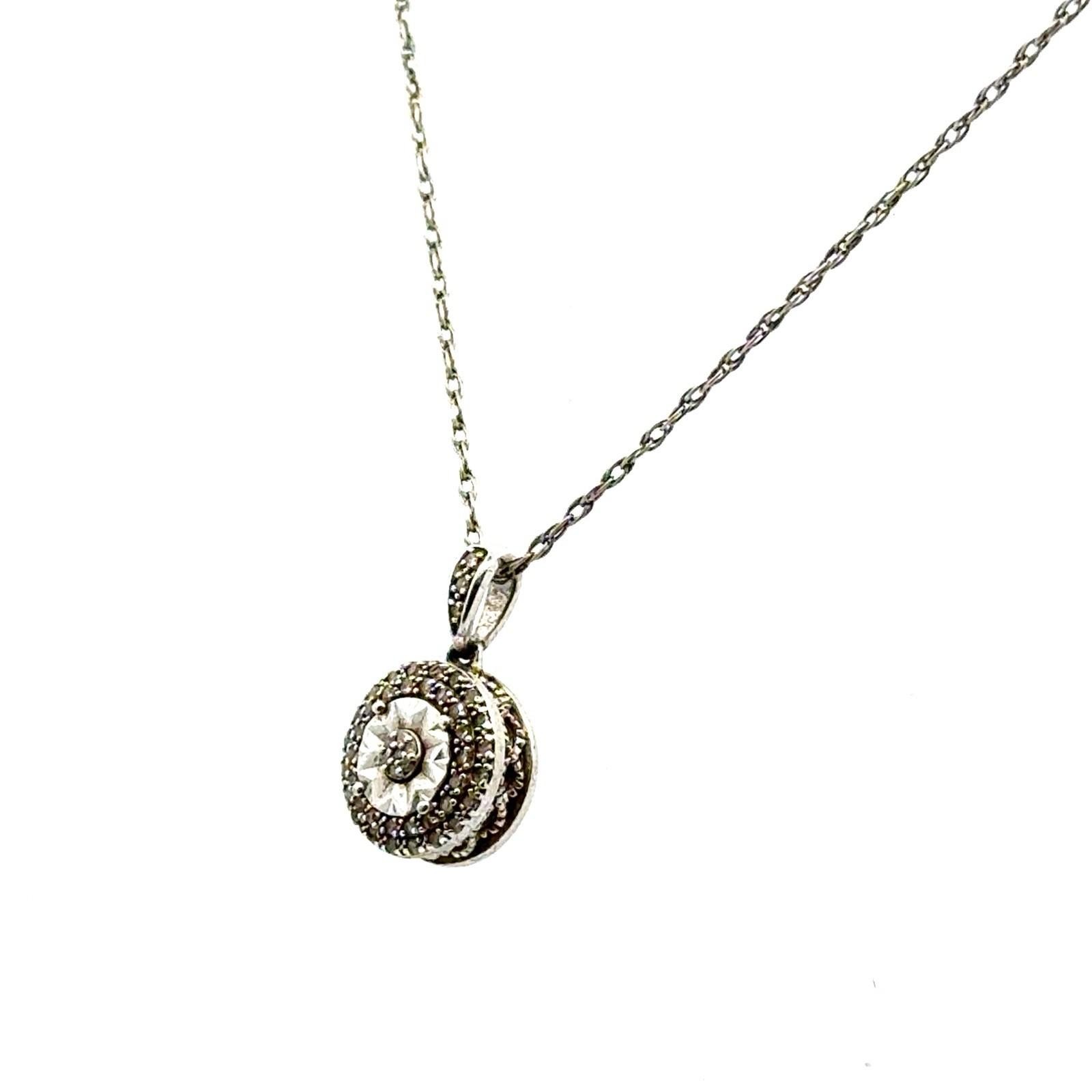 18” 925 Sterling Silver Diamond Accent + Cut Charm Pendant + Earrings, 4.9g