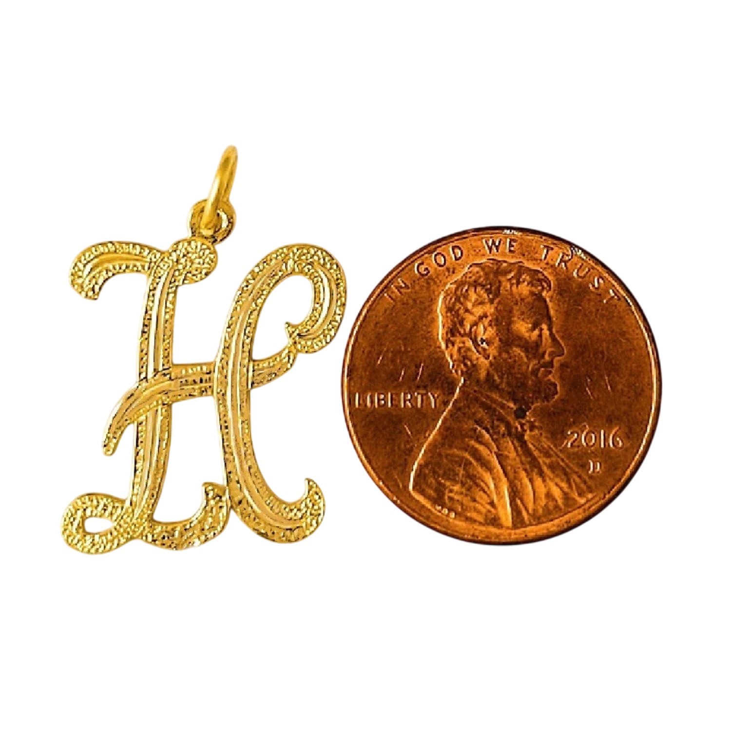 A to Z Any One 14K Yellow Gold Letter Pendant Charm, Made in USA