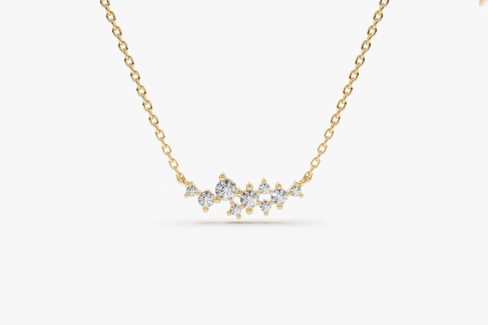 Best Seller!Necklace For Mother’s Day Gift Round Natural Diamond 14k Yellow Gold