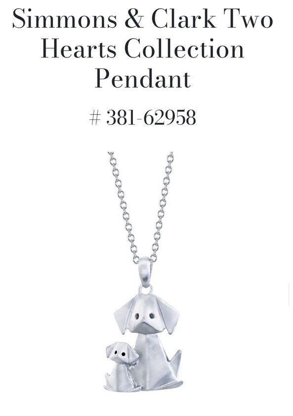 Sterling Silver 925 Origami Dog and Puppy Pendant Necklace .01ctw Black Diamonds