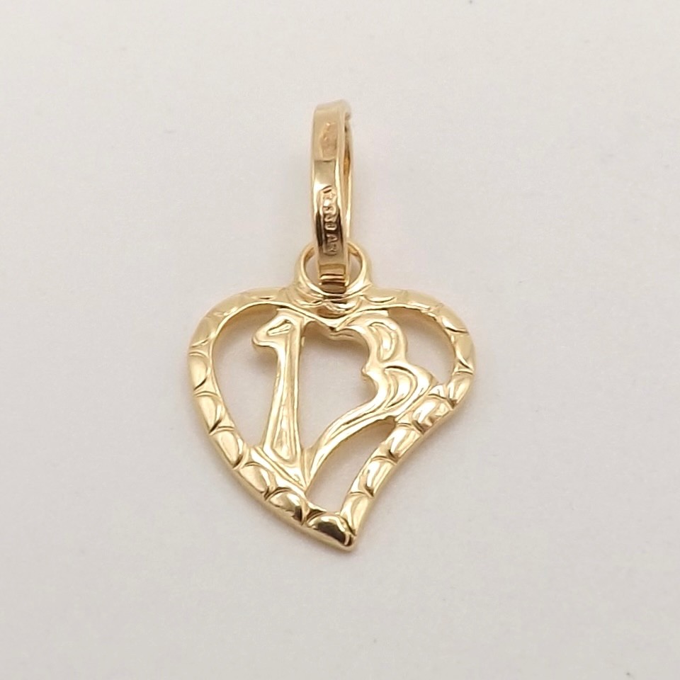Solid 18k Gold Lucky 13 Thirteen Heart Charm Pendant Italy 750 New