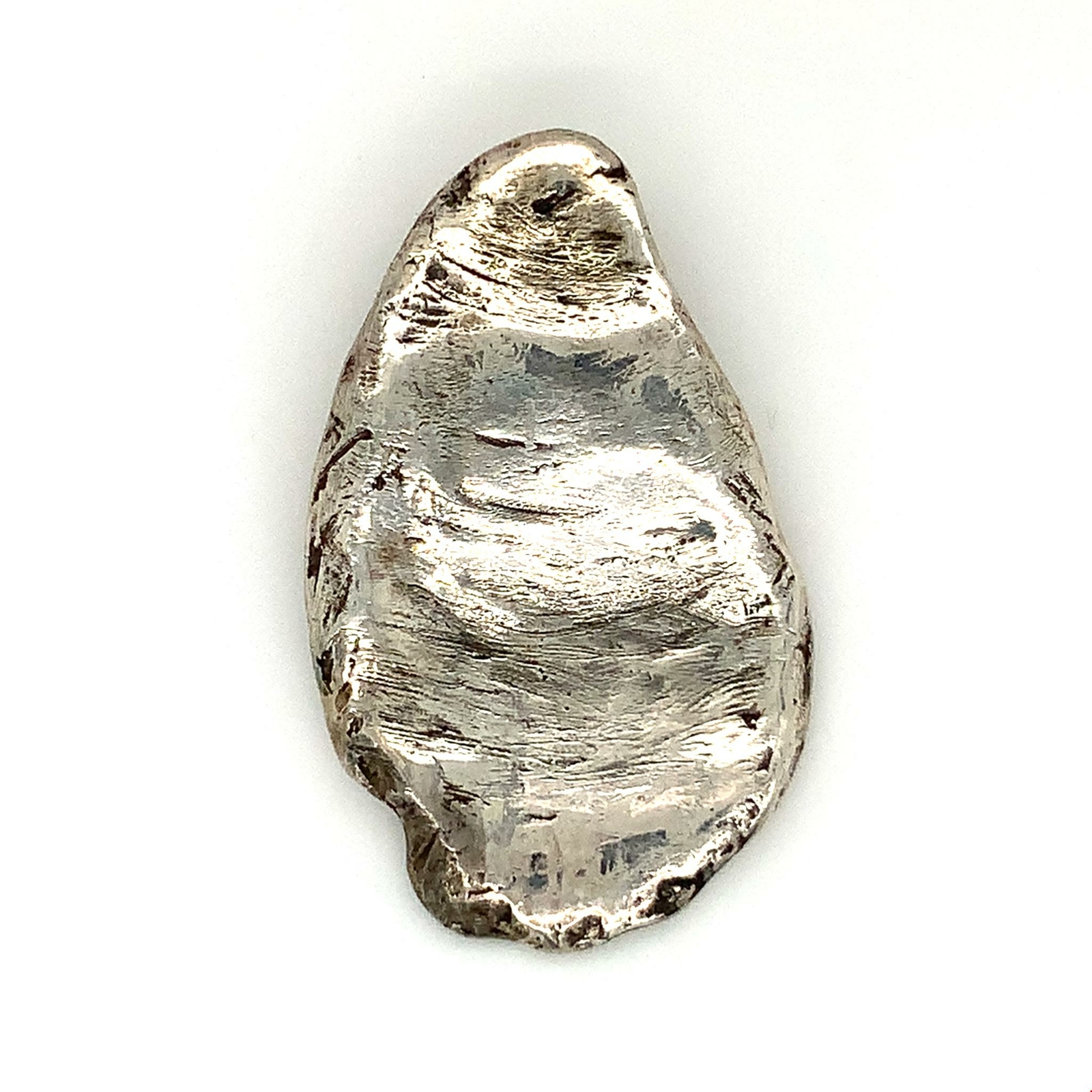 Vintage Sign Sterling Bili Handmade Hammered Abstract Metal Stone Shape Pendant