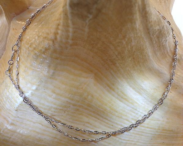 1.1MM ITALIAN 14K WHITE GOLD SPARKLY DIAMOND-CUT ANCHOR CHAIN NECKLACE 16-24″