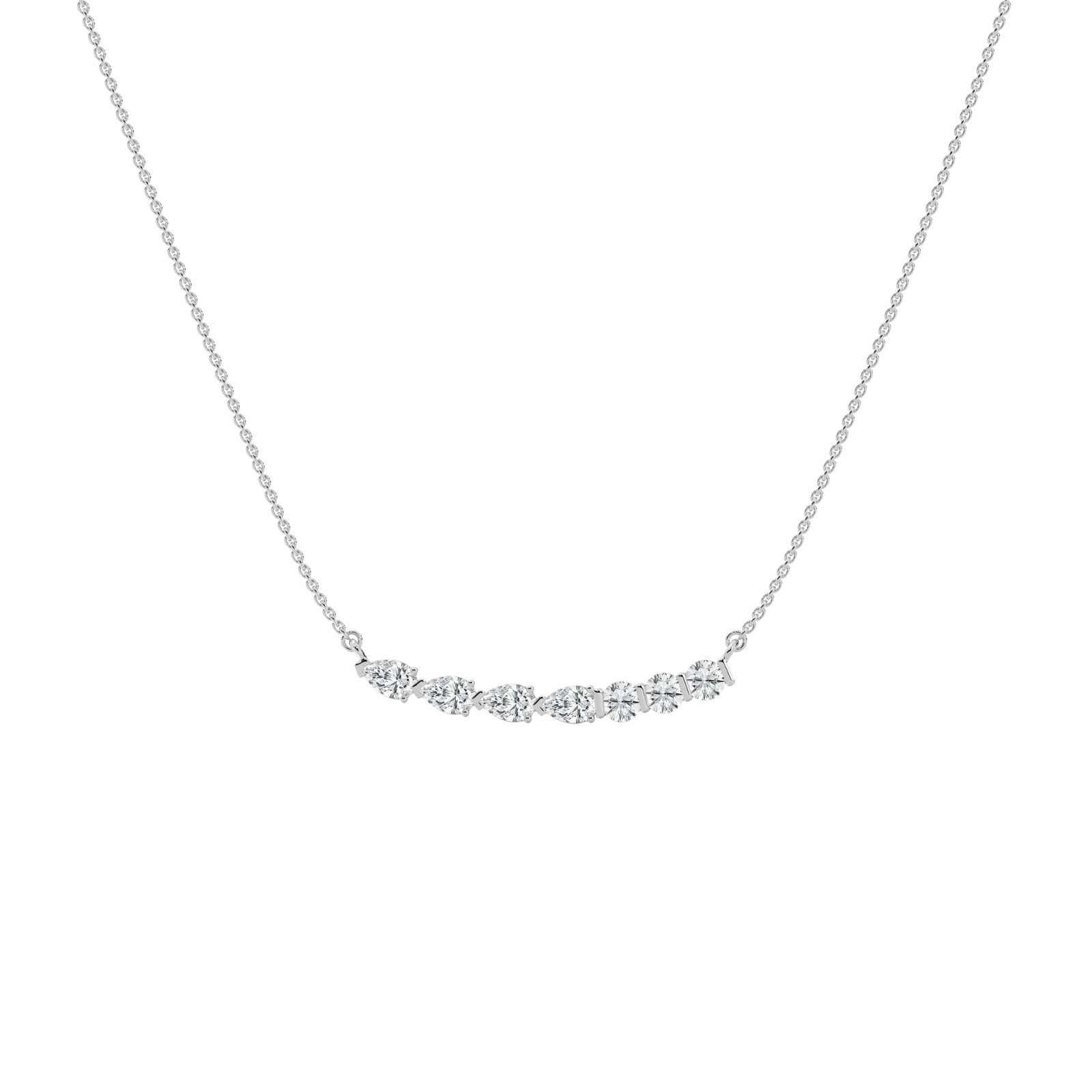 1.00 Ct E-F VVS-VS Lab Grown Round Pear Diamond Necklace Pendant 14k White Gold