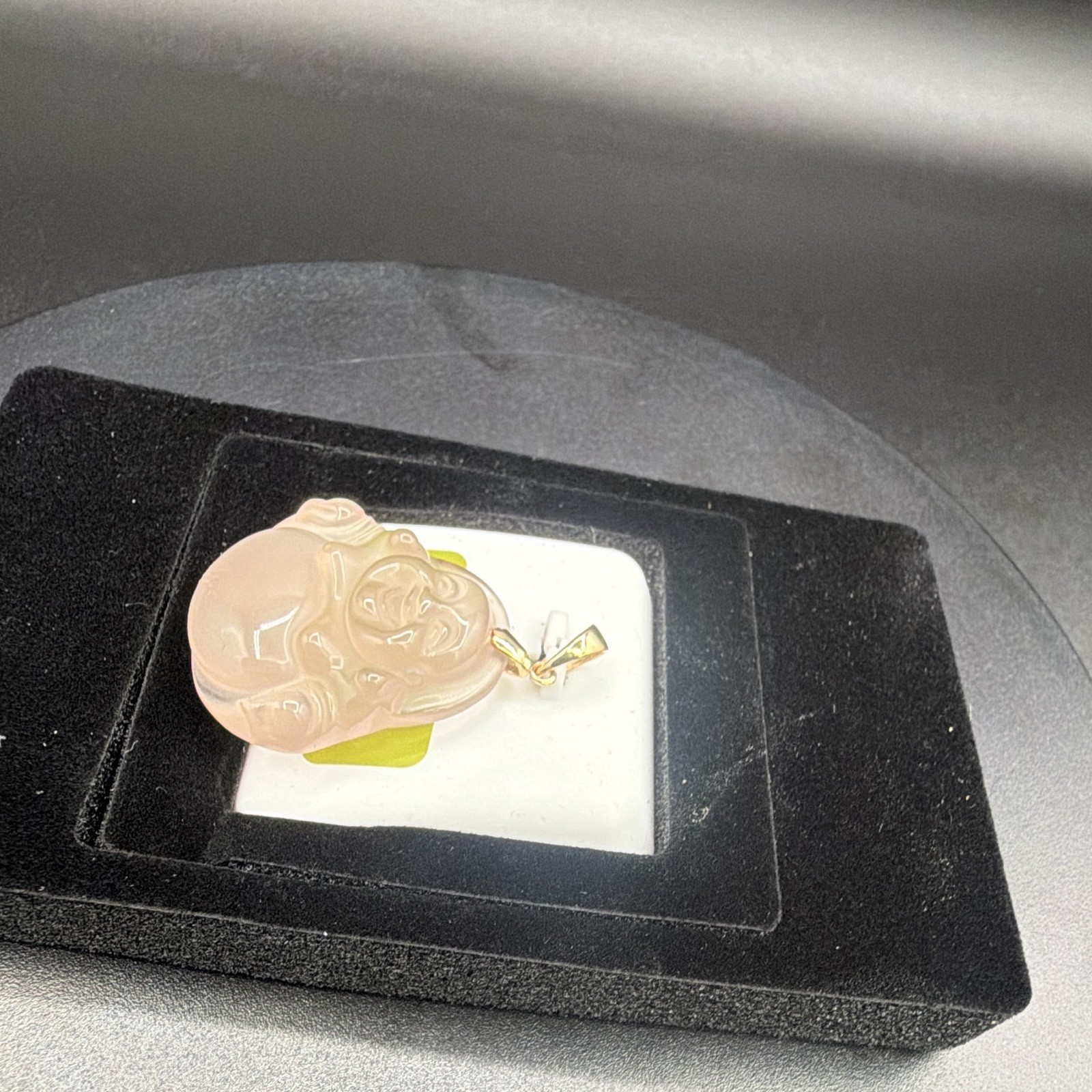 Buddah 10k Gold W/Pink Jade Pendant