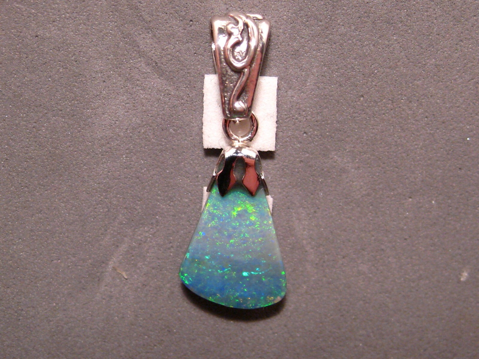 Green Opal Pendant – Solid Australian Opal – Sterling Silver , Sparkle Effect