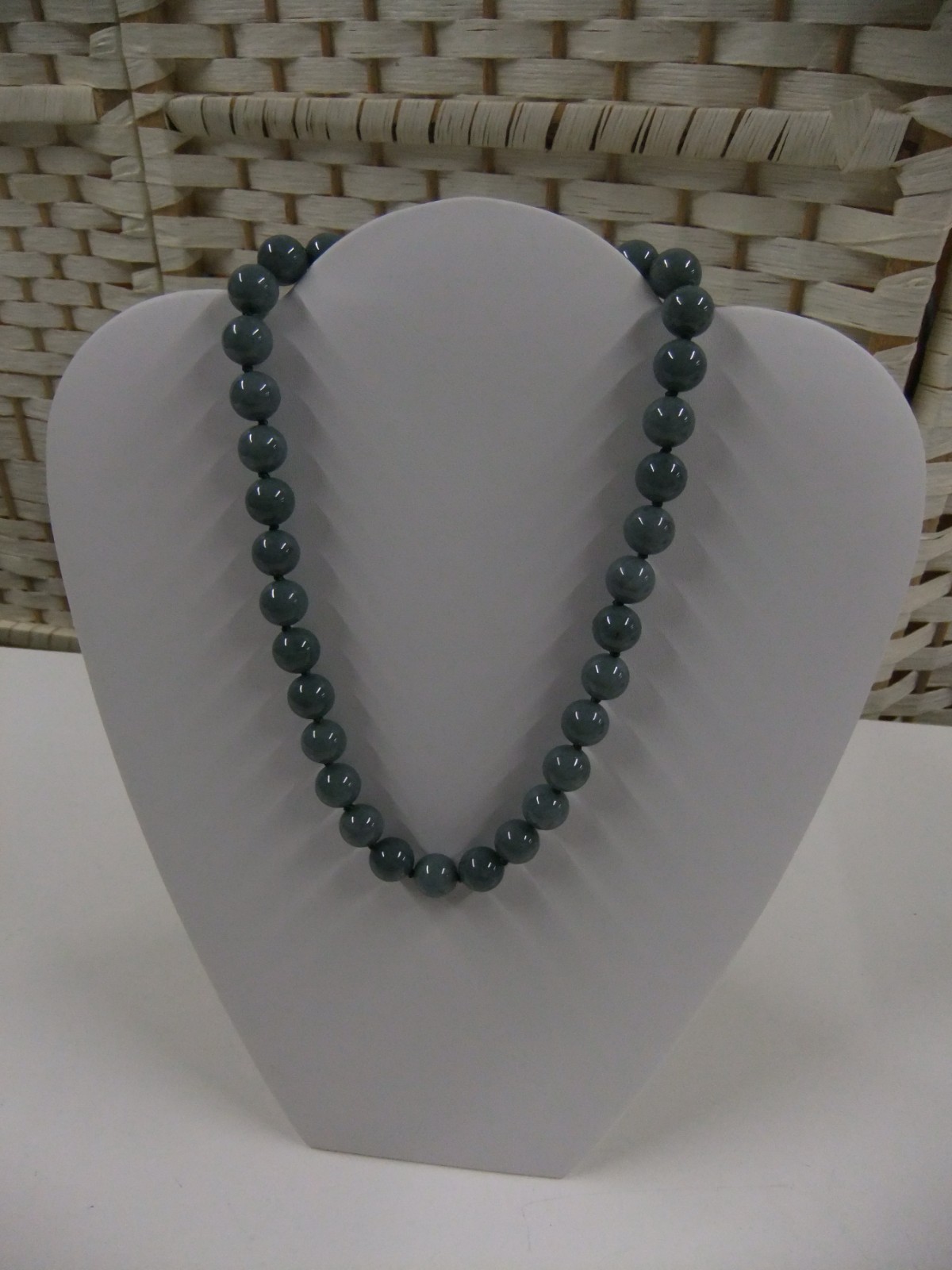 Type A Olmec Jadeite & White Zircon Sterling Silver Necklace 425.30 Cts