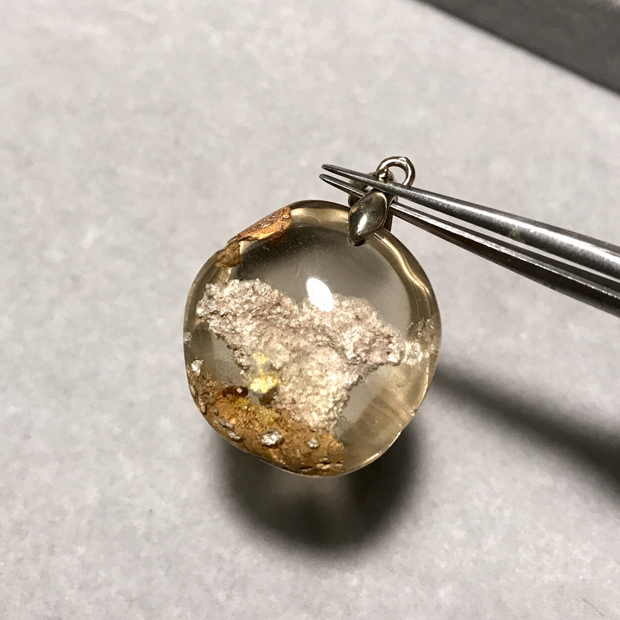 US SELLER Natural White Phantom Quartz Crystal Pendant With Stone Brazil Gem