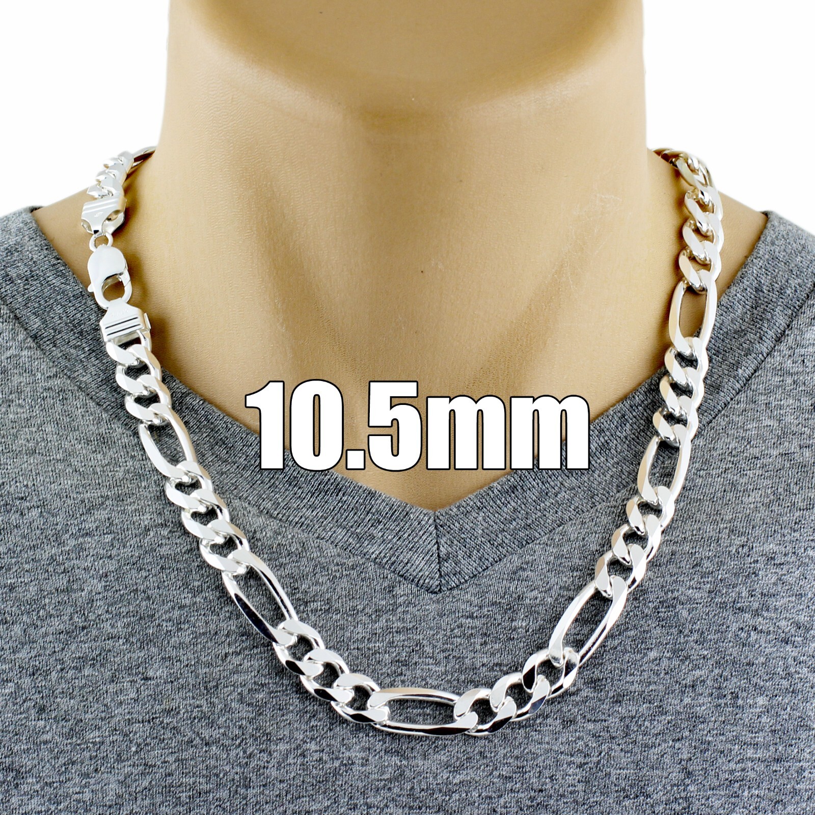 925 Sterling Silver Solid Heavy Figaro Chain Necklace-All Widths & Lengths-Italy