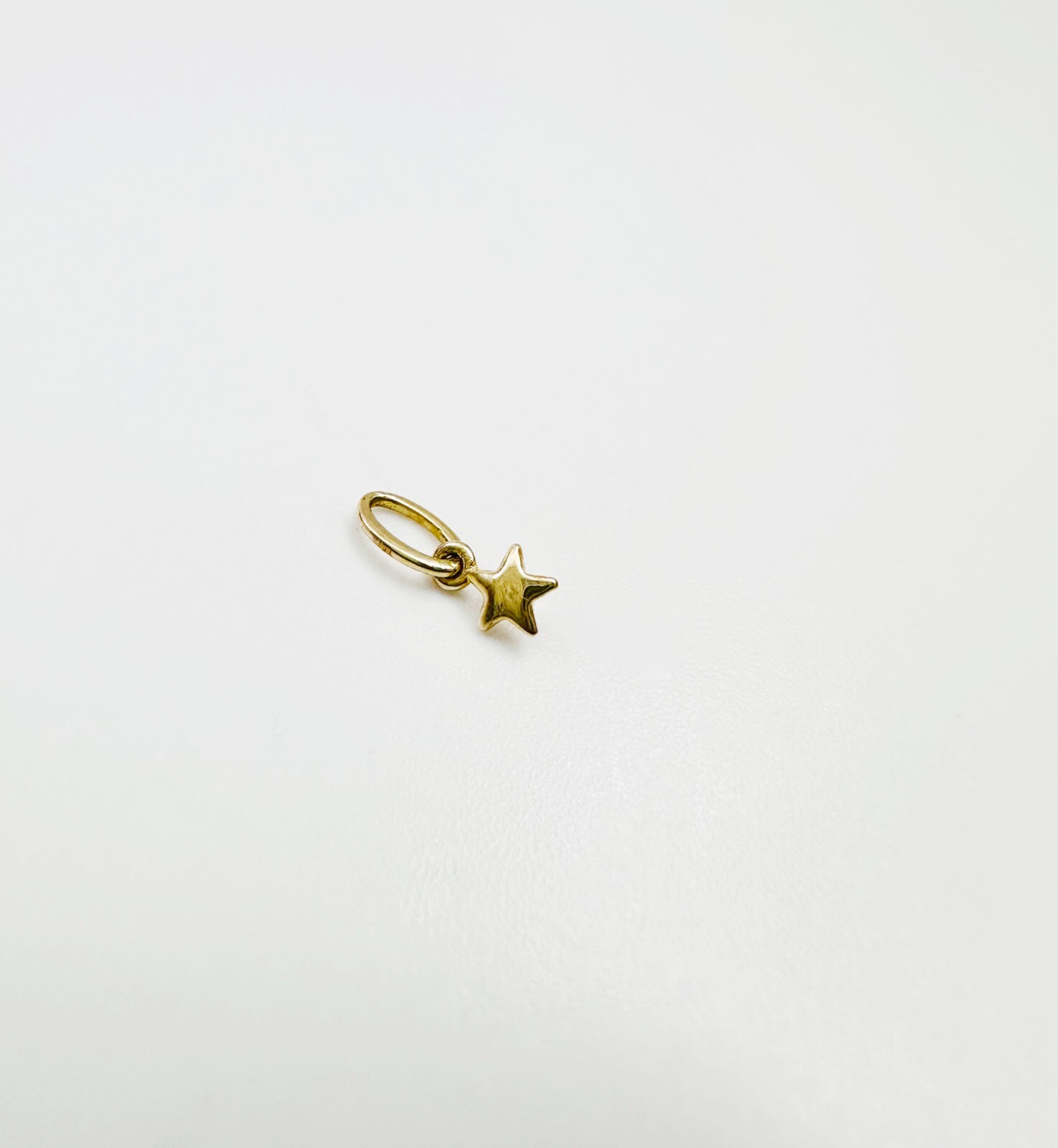 14K Solid Yellow Gold Teeny Tiny – Very Small Beveled Star Charm Pendant 8.5x3mm