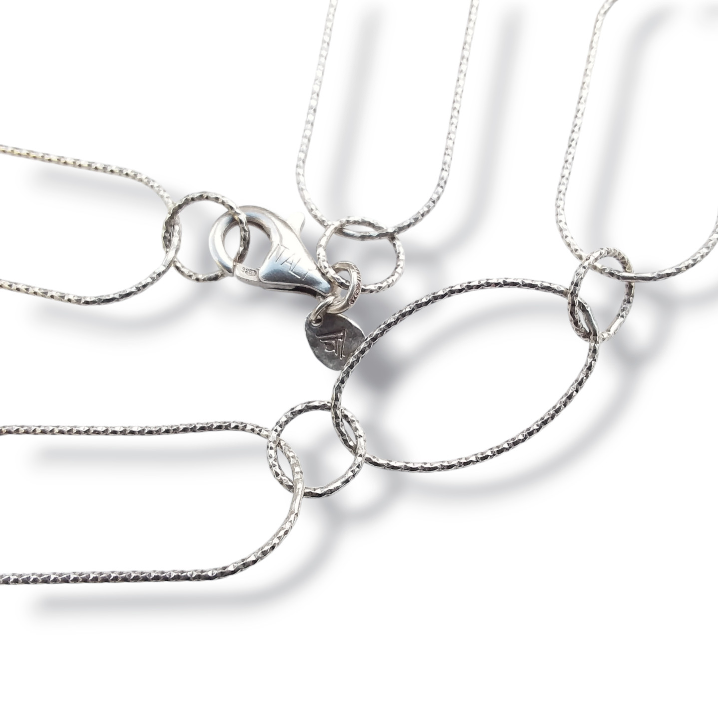 Silpada Sterling Silver Necklace Oval Links Diamond Cut 36in N2731 Retired 2013