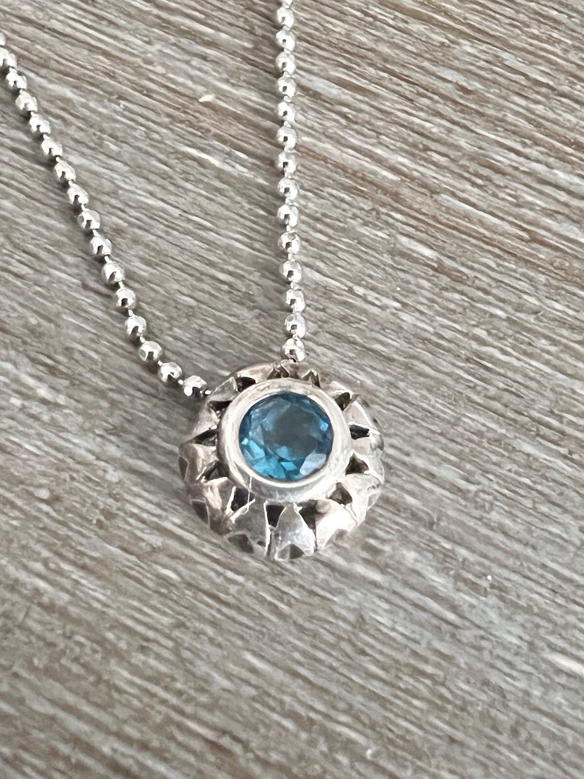 Blue Topaz 925 Sterling Silver Pendant Necklace Thailand 18” Ball Chain