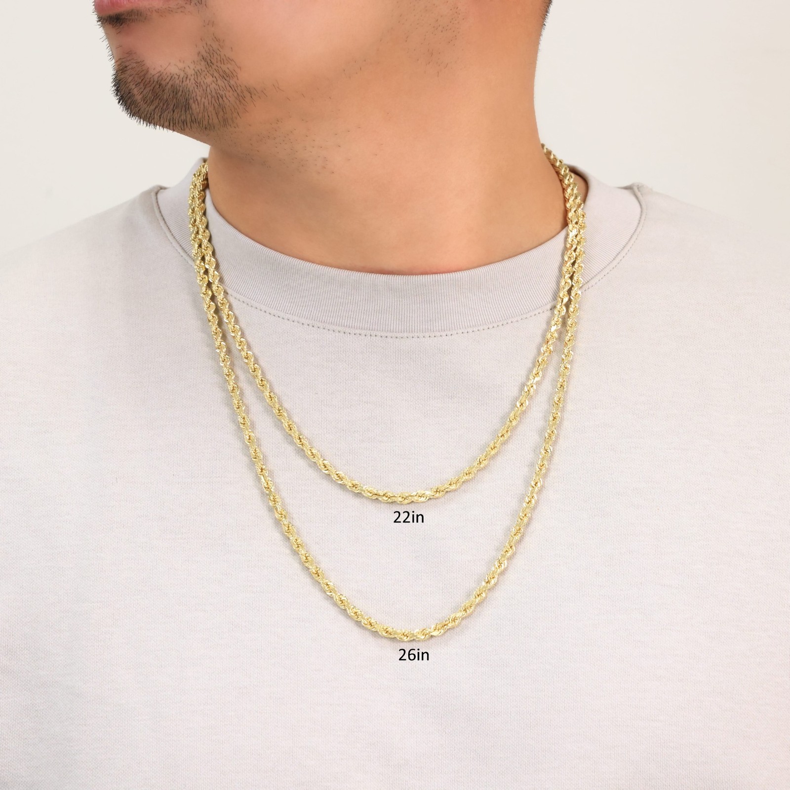 18k Yellow Gold Diamond Cut Rope Chain 2mm-5mm Necklace Mens Womens 16″- 28″