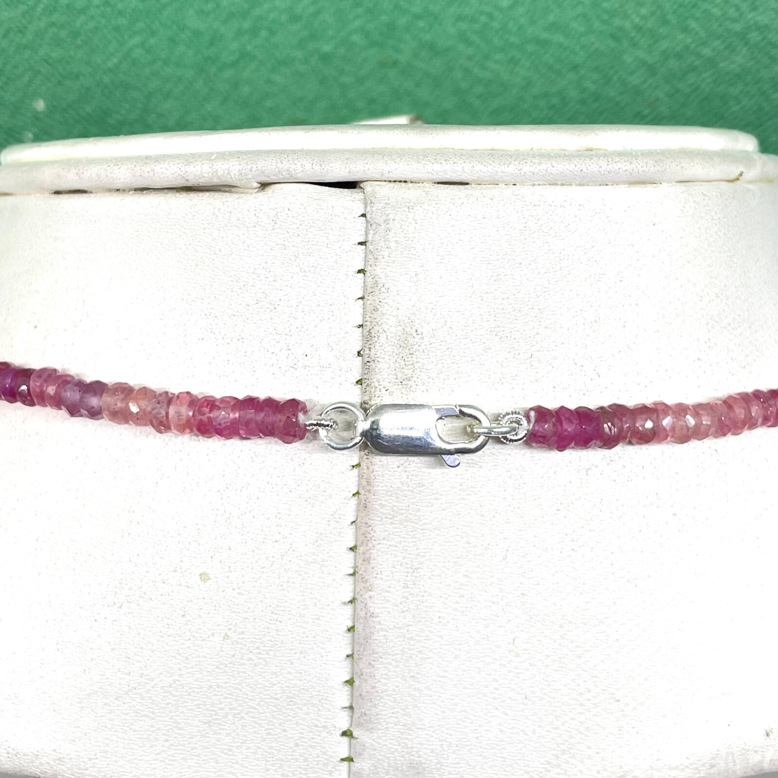 18″ Natural Ruby Necklace 3-4mm Shaded Facetted Beads 925 Silver Clasp