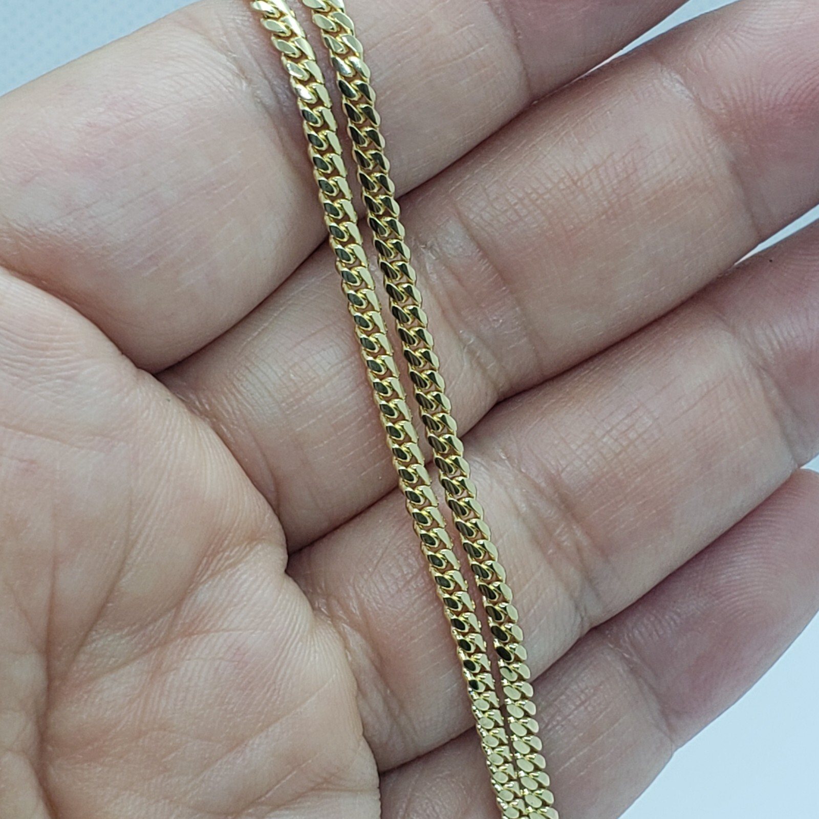 18K Solid Yellow Gold Miami Cuban Link Chain Necklace Men 2.5mm-4mm Size 18″~24″