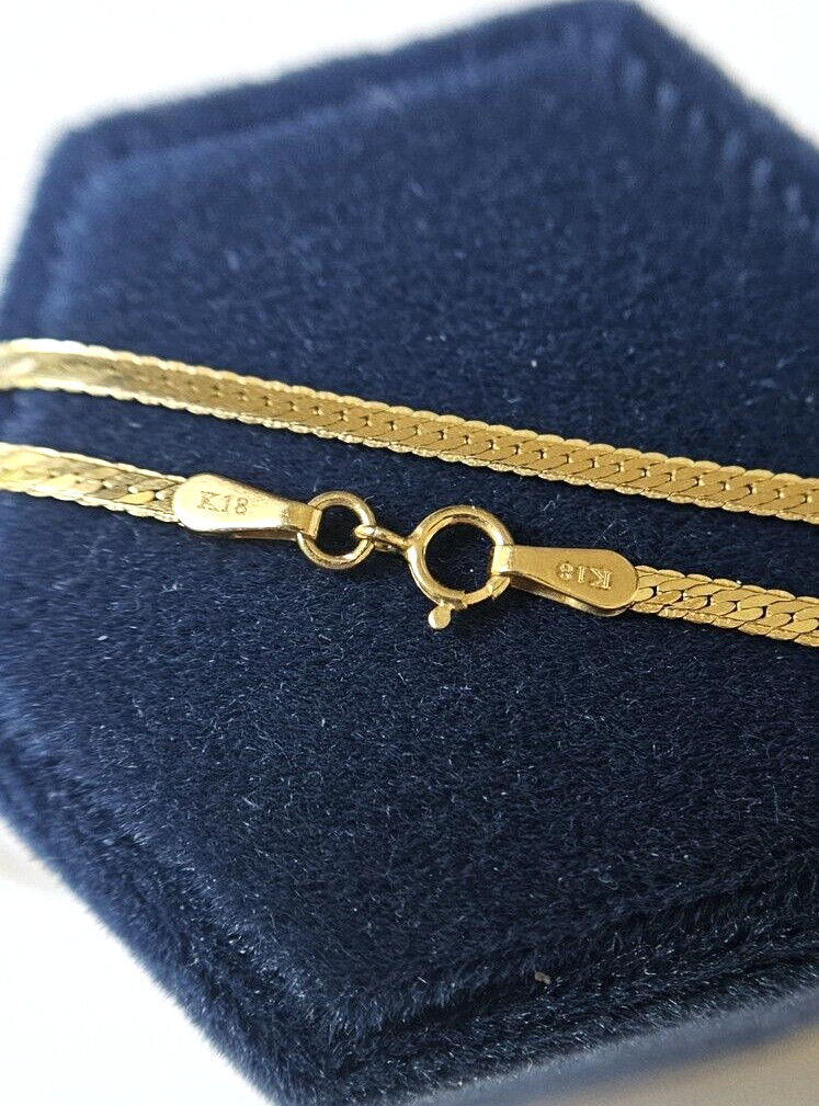 2mm 18K Solid Yellow Gold Herringbone Choker or Collar Necklace 15 in