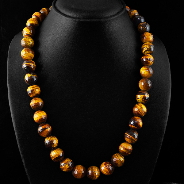 TREMENDOUS BRILLIANT 656.60 CTS NATURAL GOLDEN TIGER EYE BEADS NECKLACE STRAND
