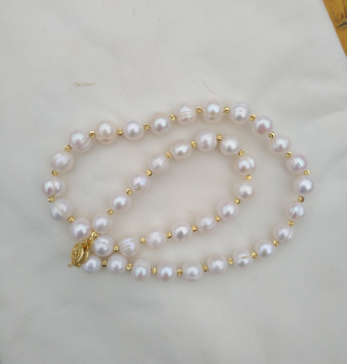 20 Inch Gorgeous Natural AAA 11-10mm South Sea White Pearl Necklace 14k Gold P