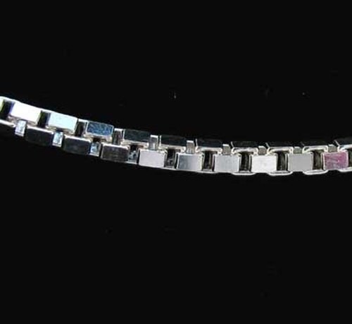 Italian Sterling Silver Box Chain Necklace | 16″ | 2mm |11.5G | 1 Necklace |