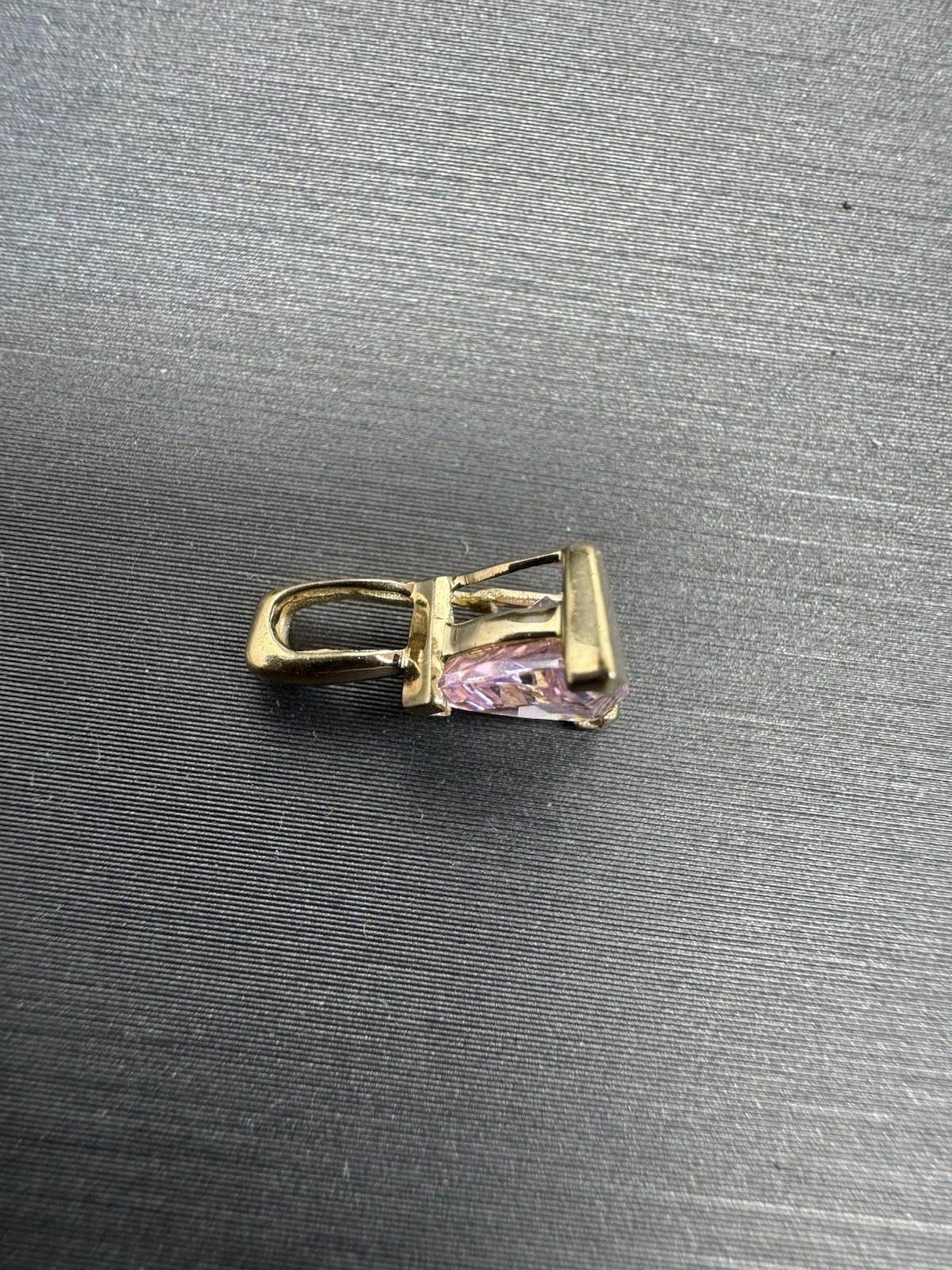 9ct Yellow Gold Pink Gemstone Trillion Cut Pendant