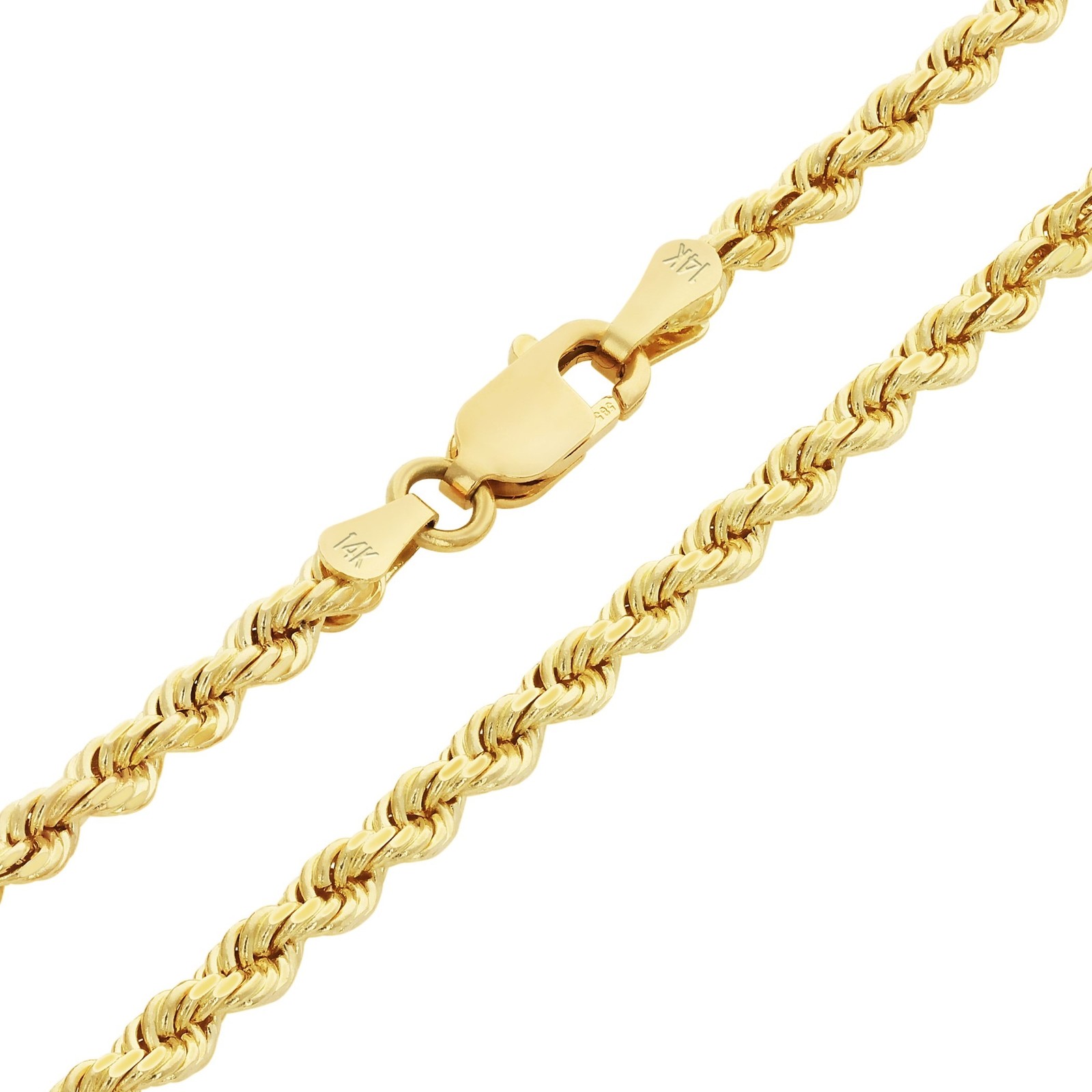 Real 14K Yellow Gold Solid 2.5mm Diamond Cut Rope Chain Bracelet Anklet 7″ 8″ 9″