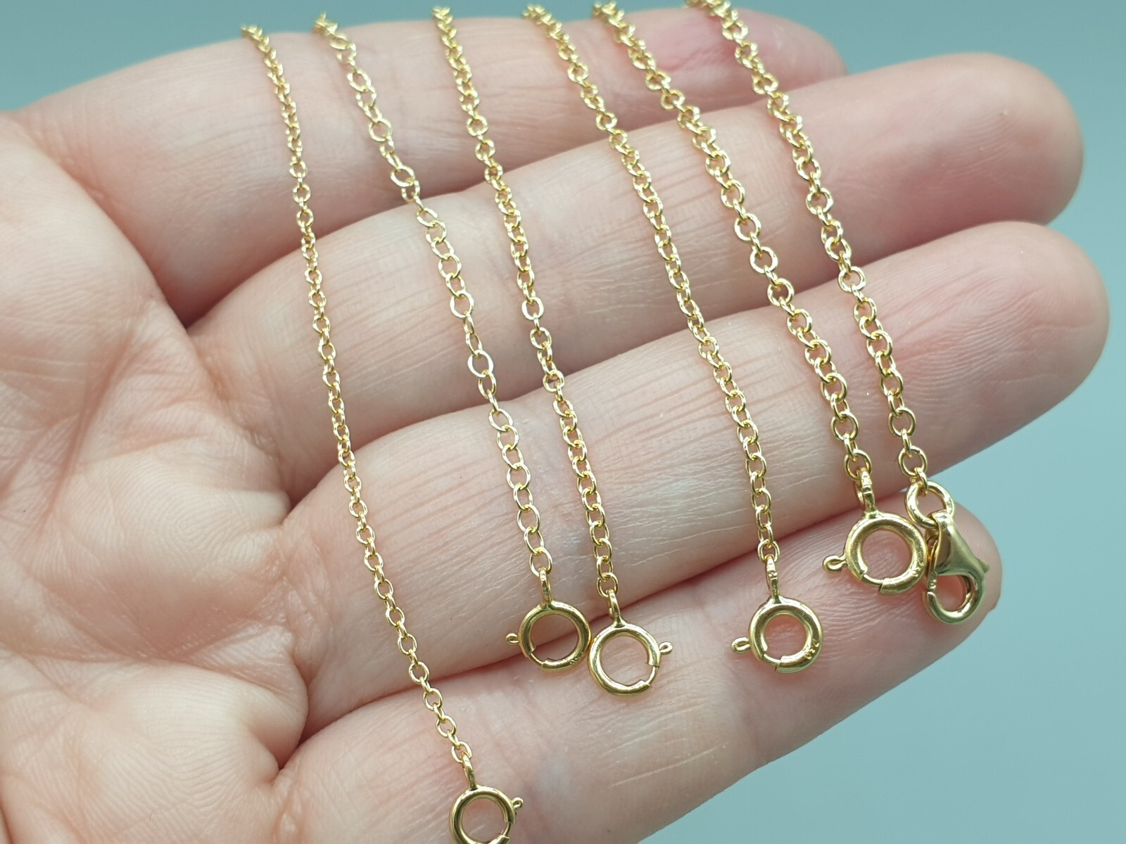 18k 18ct yellow gold chain extender two clasp connector extension safety chain